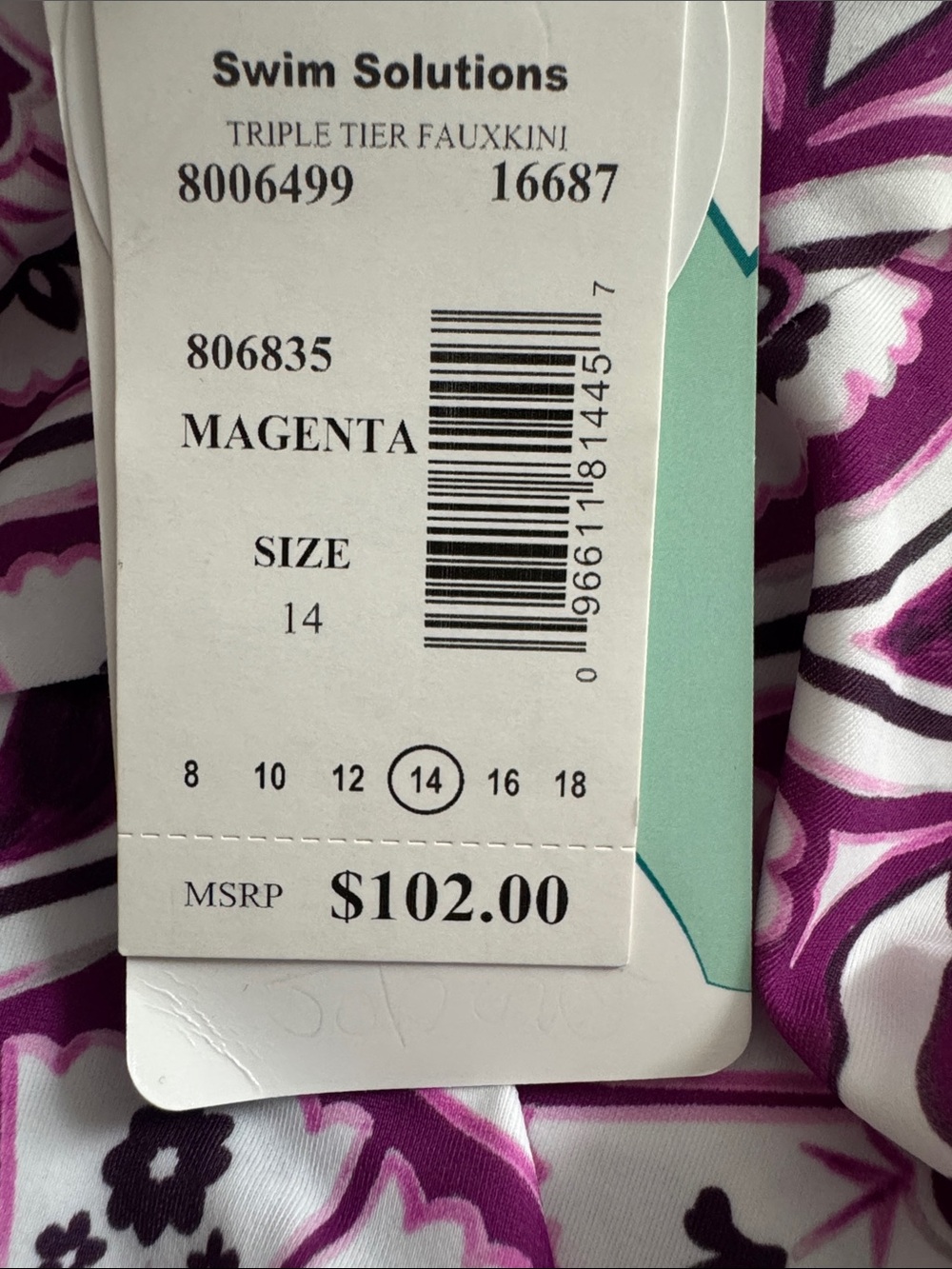 Women's Printed Tiered Fauxkini One-Piece Swimsuit NWT - Picture 6 of 6